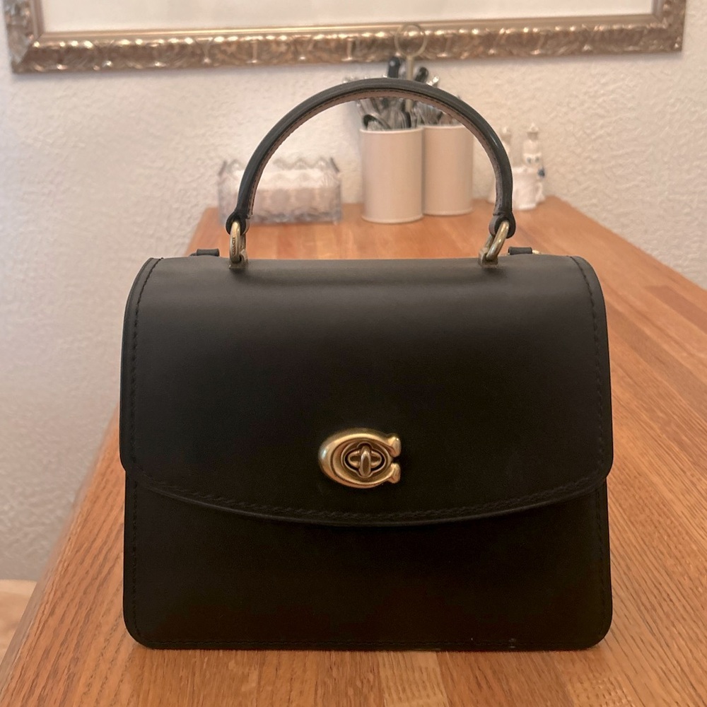Coach Parker Top Handle Crossbody/Satchel/Shoulder Bag, black leather